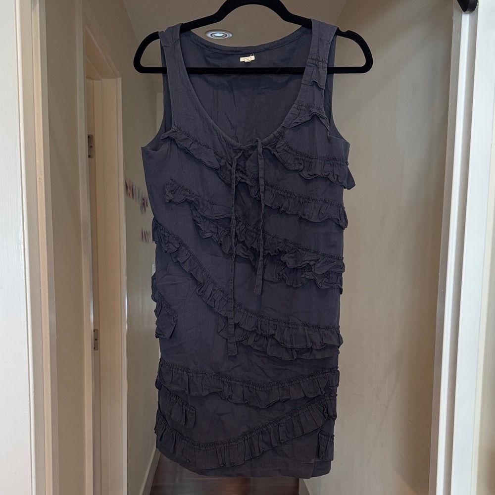 J. Crew Dark Blue Ruffle Mini Dress